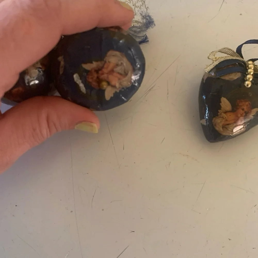 Set of 3 Decoupage Victorian Angel Ornamentents